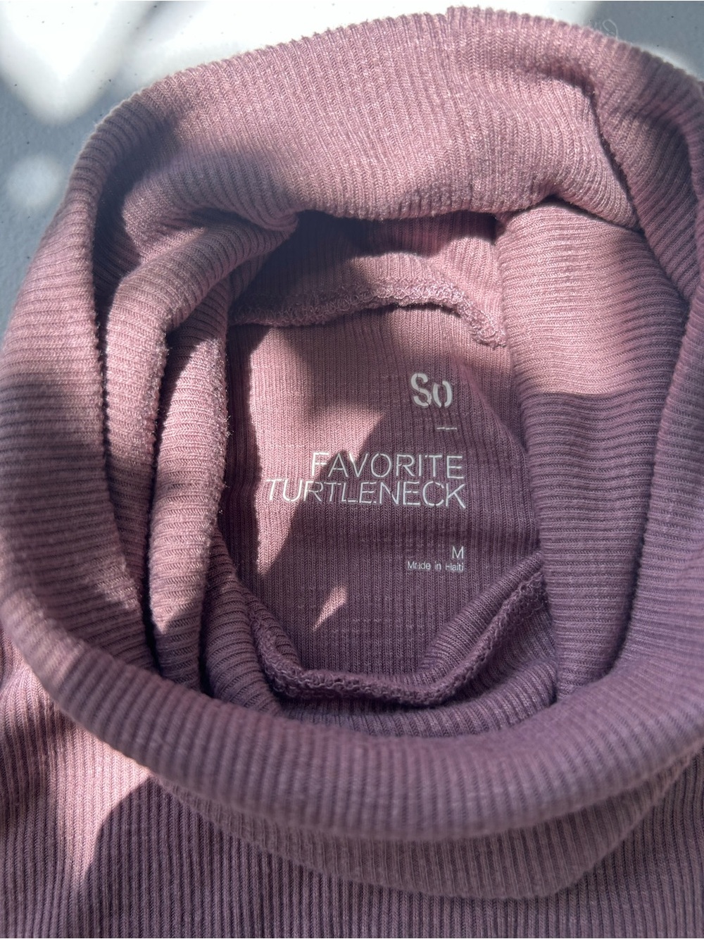 SO Ribbed Turtleneck Sweater in Dusty Rose